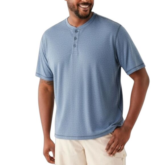 Ocean + Coast Other - Ocean + Coast Jasper Short Sleeve Henley in Bluetifil 3XLT